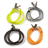 PU Leather Cords Wrap Bracelets, Alloy Cross & Rectangle Charms Adjustable Bracelet, Mixed Color, 15-1/2 inch(39.4cm)(BJEW-F468-12)
