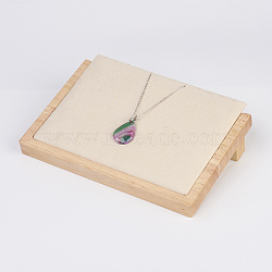 Wood Necklace Displays, with Faux Suede, Long Chain Display Stand, Rectangle, PeachPuff, 20.5x14.5x4.5cm(NDIS-E020-02B)