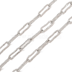 Hammered Brass Paperclip Chains, Soldered, with Spool, Long-Lasting Plated, Rack Plating, Lead Free & Cadmium Free, Platinum, 10.5x3.5x0.6mm(KK-CBAC547-11P)