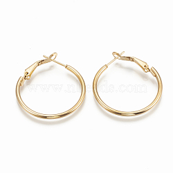 304 Stainless Steel Hoop Earrings, Golden, 12 Gauge, 50x2mm, Pin: 0.8mm(X-STAS-S078-08-50mm)