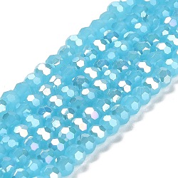 Imitation Jade Glass Beads Stands, AB Colors, Faceted, Round, Sky Blue, 6x5.5mm, Hole: 1.2mm, about 91~93pcs/strand, 19.57~50.6 inch(49.7~50.6cm)(EGLA-A035-J6mm-B04)