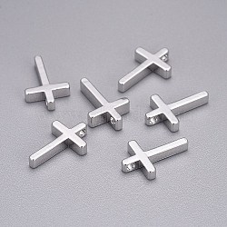 Brass Tiny Cross Charms, Platinum, 13x8.5x2.5mm, Hole: 1.4mm(X-KK-L189-05P)