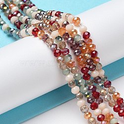 Glass Beads Strands, Faceted, Rondelle, FireBrick, 3.5x3mm, Hole: 0.7mm, about 119~125pcs/strand, 13.58 inch~14.37 inch(34.5~36.5cm)(X-EGLA-A034-M3mm-05)