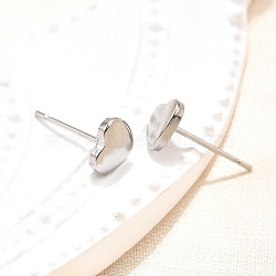 Tarnish Resistant 304 Stainless Steel Ear Studs, Hypoallergenic Earrings, Stud Earrings, Heart, Stainless Steel Color, 6x6.5x1.2mm, Pin:0.8mm(STAS-I071-17P)