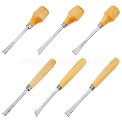 6Pcs 6 Style Steel Chisels, with Wooden Handles, Wood Carving Tool, BurlyWood, 13.05~16.7x1.75~2.8x1.75~2.45cm, 1pc/style(AJEW-HY0001-68)