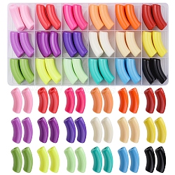 72Pcs 18 Colors Opaque Acrylic Beads, Curved Tube, Mixed Color, 36x13.5x11.5mm, Hole: 4mm, 4pcs/clor(MACR-FS0001-49)