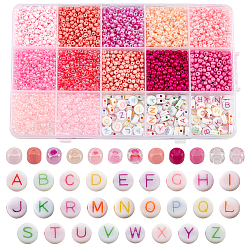 Elite DIY Jewelry Making Bead Sets, including Handmade Polymer Clay Beads, Initial Acrylic & Plastic Beads, Mixed Color, 3~7x2~3.5mm, 3763pcs/box(DIY-PH0010-63)