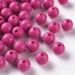 Opaque Acrylic Beads, Round, Camellia, 10x9mm, Hole: 2mm, about 940pcs/500g(MACR-S370-C10mm-A13)