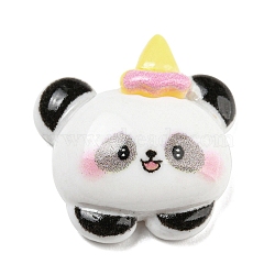 Cute Animal Opaque Resin Cabochons, Cartoon Panda Cabochons, Pink, 23x22.5x8mm(RESI-C040-01C)