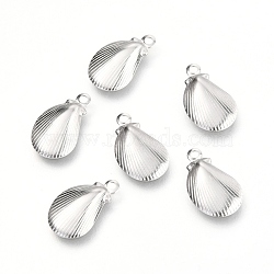 Non-Tarnish 304 Stainless Steel Charms, Shell Shape, Stainless Steel Color, 12.5x7.5x1.5mm, Hole: 1mm(STAS-I179-06P)