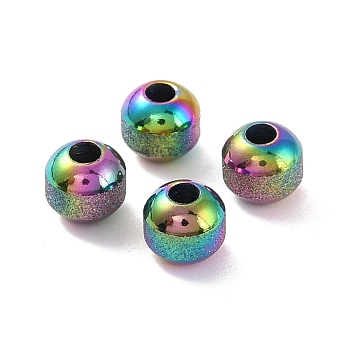 Rainbow Color Ion Plating(IP) Textured 304 Stainless Steel Beads, Round, 6mm, Hole: 2mm