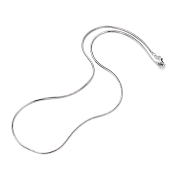 Brass Snake Chain Necklaces, with Lobster Claw Clasps, Long-Lasting Plated, Real Platinum Plated, 18.50 inch(47cm), 1.5mm