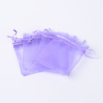 Organza Gift Bags with Drawstring, Jewelry Pouches, Wedding Party Christmas Favor Gift Bags, Medium Purple, 40x30cm