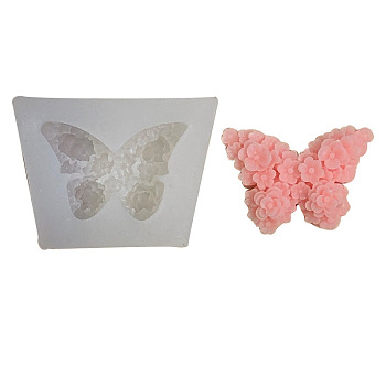 Flower Butterfly Food Grade Silicone Molds, Fondant Molds, For DIY Cake Decoration, Chocolate, Candy, UV Resin & Epoxy Resin Jewelry Making, White, 4.7x6.5x1.6cm, Inner Diameter: 4.75x3.6cm