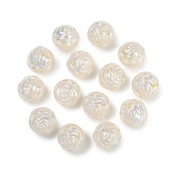 UV Plating ABS Plastic Beads, Iridescent, Rose, Seashell Color, 15.5x14.5mm, Hole: 1.8mm