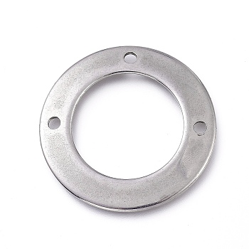 304 Stainless Steel Open Back Bezel Links, Donut, Stainless Steel Color, 20x1mm, Hole: 1.4mm
