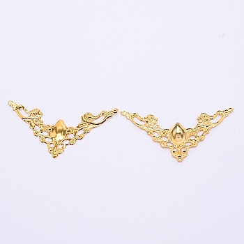 Iron Cabochons, for Gift Box Decorated, Hollow Triangle, Golden, 30x57x1.5mm