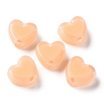 Heart Acrylic Beads, Bead in Bead, Light Salmon, 7x8x4mm, Hole: 1.8mm, about 2777pcs/500g