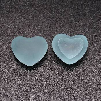 Transparent Resin Cabochons, Imitation Jell, Heart, Sky Blue, 15.5x19x12mm