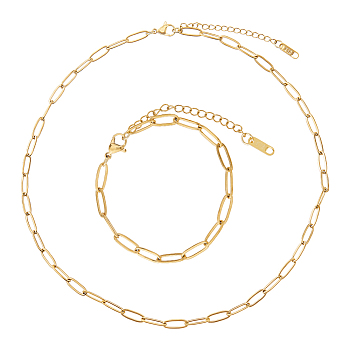12Pcs 316L Surgical Stainless Steel Necklace & Bracelet Sets, Golden, 6.69 ~18.11 inch(170~460mm)