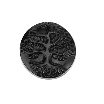 Natural Obsidian Carved Big Pendants, Tree, 50mm