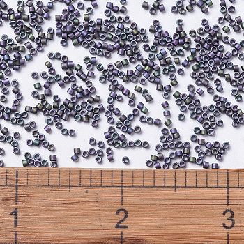 MIYUKI Delica Beads, Cylinder, Japanese Seed Beads, 11/0, (DB1053) Matte Metallic Plum Emerald Gold Iris, 1.3x1.6mm, Hole: 0.8mm, about 20000pcs/bag, 100g/bag
