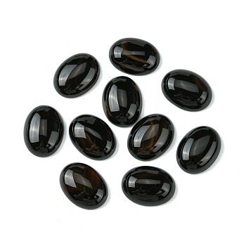 Natural Black Agate Cabochons, Dyed & Heated, Oval, Black, 16x12x4mm