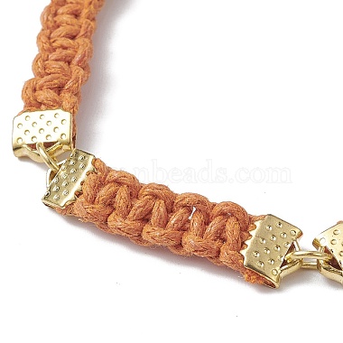 Braided Waxed Polyester Rectangle Link Chain Bracelets(BJEW-JB10000)-4