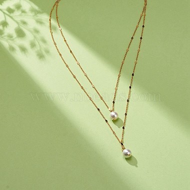 Brass Link Chain Double Layer Necklaces(NJEW-JN03993)-7