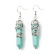 Balle turquoise synthétique avec boucles d'oreilles pendantes fleur(EJEW-G300-02P-09)-2