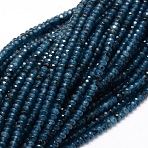 Dyed Natural Malaysia Jade Rondelle Beads Strands, Faceted, Marine Blue, 4x2~3mm, Hole: 1mm, about 110~115pcs/strand, 14 inch(G-E316-2x4mm-19)