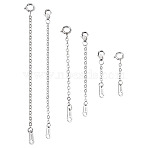 6Pcs 6 Style Sterling Silver Cable Chain Extender, End Chains with Lobster Claw Clasps and Chain Tab, Silver, 27~79mm, 1Pc/size(FIND-TA0002-40)