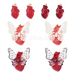 8Pcs 4 Styles Transparent Resin Pendants, Heart, with Golden Plated Iron Loops, Mixed Color, 20.5~34.5x11.5~28x11~18.5mm, Hole: 1.8~2mm, 2pcs/style(RESI-TA0005-10)