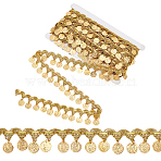 Polyester Braided Metallic Lace Trim, with Round Iron Pendant, Gold, 40x1mm(AJEW-WH0479-36G-1)