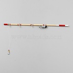 Wood & Iron Miniature Fishing Rod with Reel, Dollhouse Fishing Pole Accessory, Colorful, 176x11x6.5mm(WD-WH2CFED-01)