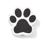 Printed Wood Beads, Paw Print, Black, 20x20x6mm, Hole: 2.5mm(WD-CBAA998-B10)