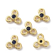 Brass Chandelier Components Links, with Cubic Zirconia, Long-Lasting Plated, Real 18K Gold Plated, Flower, Lead Free & Cadmium Free, Blue, 6.5x7x2mm, Hole: 1.4mm(KK-B047-01G-03)