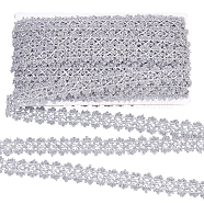 Filigree Polyester Lace Trim, Piping Strips for Home Textile Decoration, Silver, 1 inch(26mm), 20 yards/card(OCOR-WH0074-96B)
