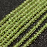 Natural Peridot Beads Strands, Faceted, Round, 2mm, Hole: 0.5mm, about 178pcs/strand, 15.3 inch(39cm)(G-K182-2mm-28)
