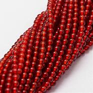 Natural Carnelian Beads Strands, Dyed & Heated, Round, 2mm, Hole: 0.5mm, about 190pcs/strand(G-N0184-04-2mm)