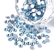 Glass Rhinestone Flat Back Cabochons, Back Plated, Faceted, Half Round, Aquamarine, SS4, 1.5~1.6x1mm, about 1440pcs/bag(RGLA-S002-04SS-17)