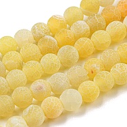 Natural Crackle Agate Beads Strands, Dyed, Round, Grade A, Gold, 6mm, Hole: 1mm, about 63pcs/strand, 15.5inch(G-G055-6mm-6)