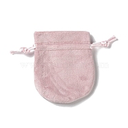 Velvet Storage Bags, Drawstring Pouches Packaging Bag, Oval, Misty Rose, 9x7cm(ABAG-H112-01A-02)