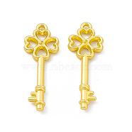 Rack Plating Alloy Pendants, Cadmium Free & Lead Free & Nickle Free, Clover Key Charms, Matte Gold Color, 25x9x2mm, Hole: 1mm(FIND-G045-06MG)