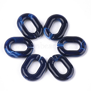 Acrylic Linking Rings, Quick Link Connectors, For Jewelry Chains Making, Imitation Gemstone Style, Oval, Dark Blue, 24x18x5mm, Hole: 13x7mm, about 380pcs/500g(OACR-S021-18B-13)