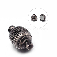 Round Brass Magnetic Clasps with Loops, Nickel Free, Gunmetal, 13x8mm, Hole: 0.5mm(KK-D469-B-NF)