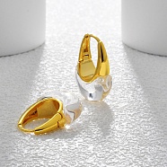 Brass with Transparent Resin Hoop Earrings, Real 22K Gold Plated, 15.5x8mm(EJEW-Q391-32G)