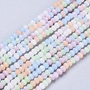 Opaque Glass Beads Strands, Faceted, Rondelle, Mixed Color, 3x2.5mm, Hole: 0.5mm, about 185pcs/strand, 16.54 inch(42cm)(GLAA-L030-A02)