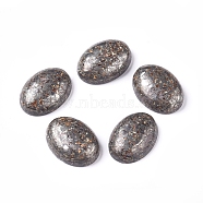 Assembled Synthetic Bronzite and Pyrite Cabochons, Oval, 25x18x7~8mm(G-D0006-G01-03)