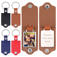 Elite 4Pcs 4 Colors Sublimation Keychain Blanks, PU Leather Keychain with Zinc Alloy Key Rings, Double-Side Printed Heat Transfer Keychain, Mixed Color, 10.3cm, 1pc/color(KEYC-PH0001-94)